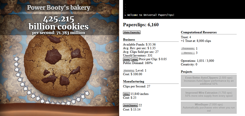 Cookie Clicker & Universal Paperclips